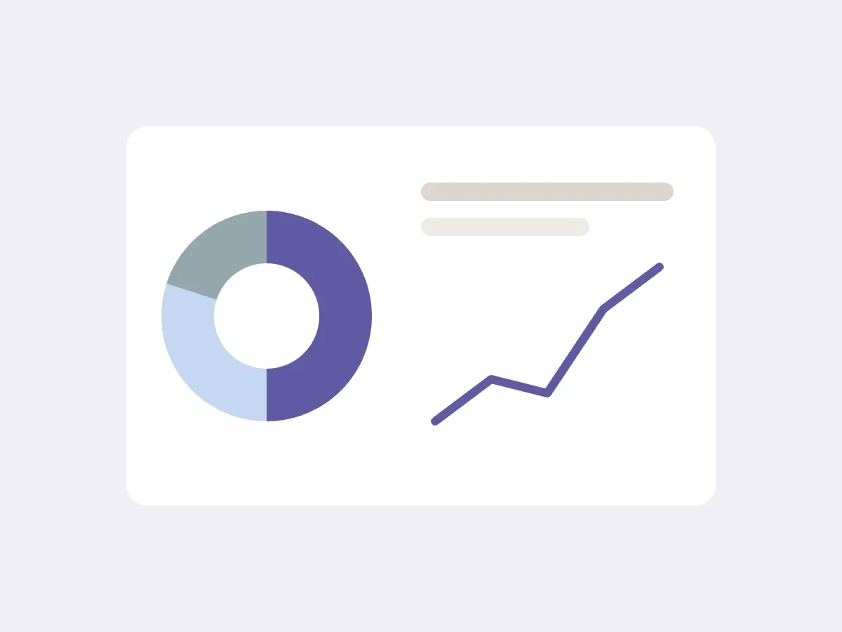 Illustration af cirkeldiagram og kurve på et dashboard