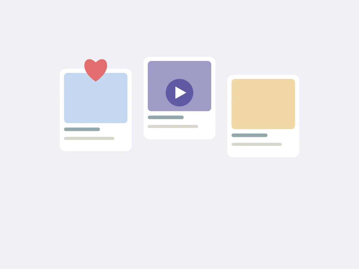 Illustration af opslag på sociale medier med video og likes